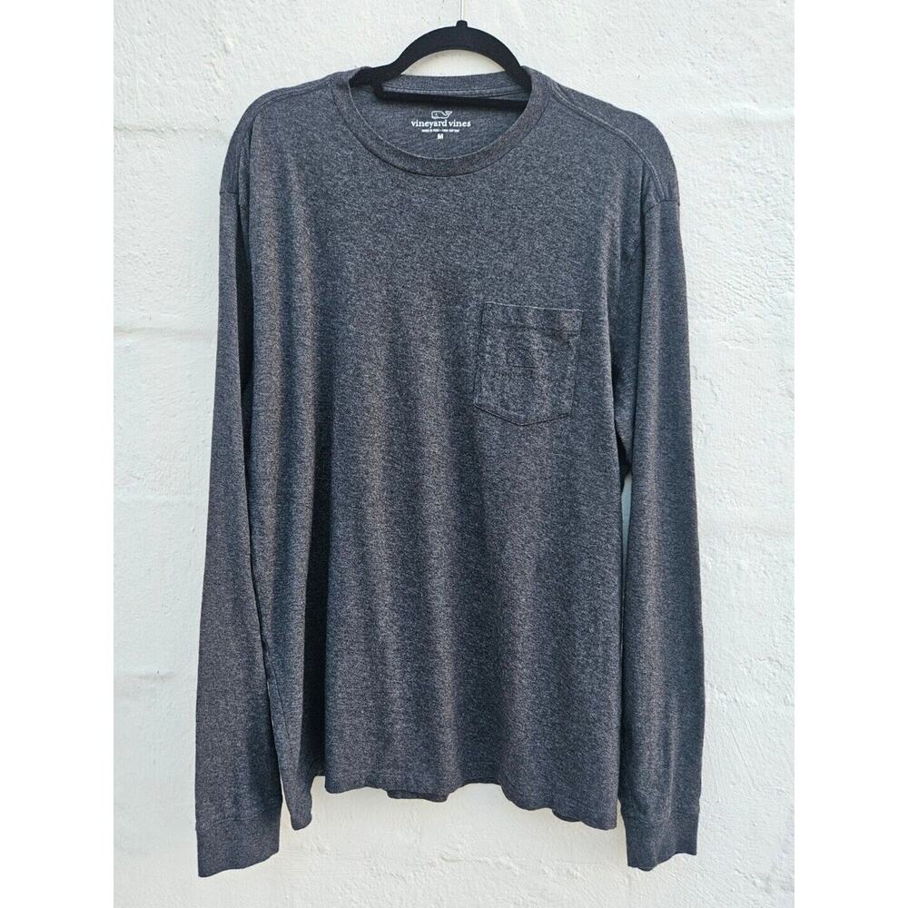 Vineyard Vines Mens T Shirt Medium Heathered‎ Gray Long Sleeve Whale Logo Tee